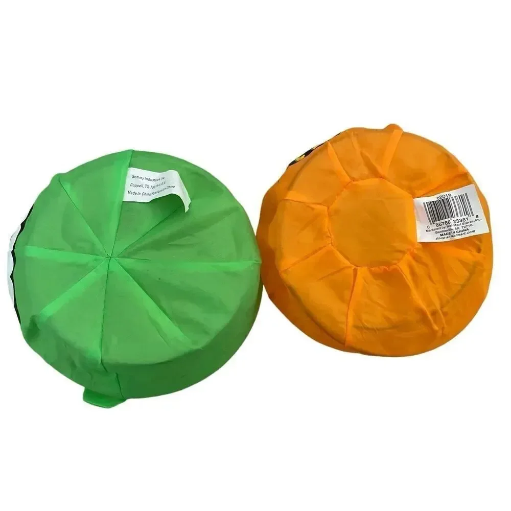 Lot Of 2 Collapsable Pumpkin Trick Or Treat Buckets Halloween Spooky Holiday